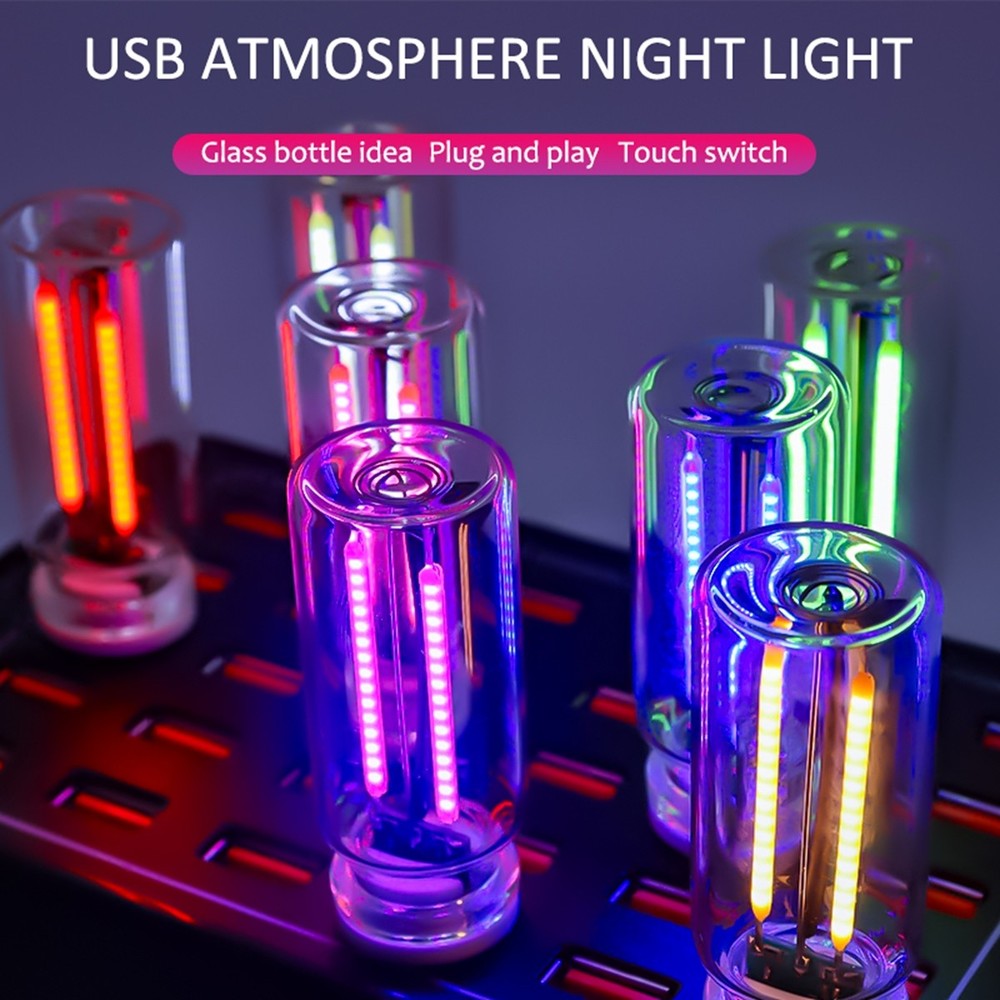 Touch Control Car USB LED Green Light Atmosphere Night Light Dimmable New