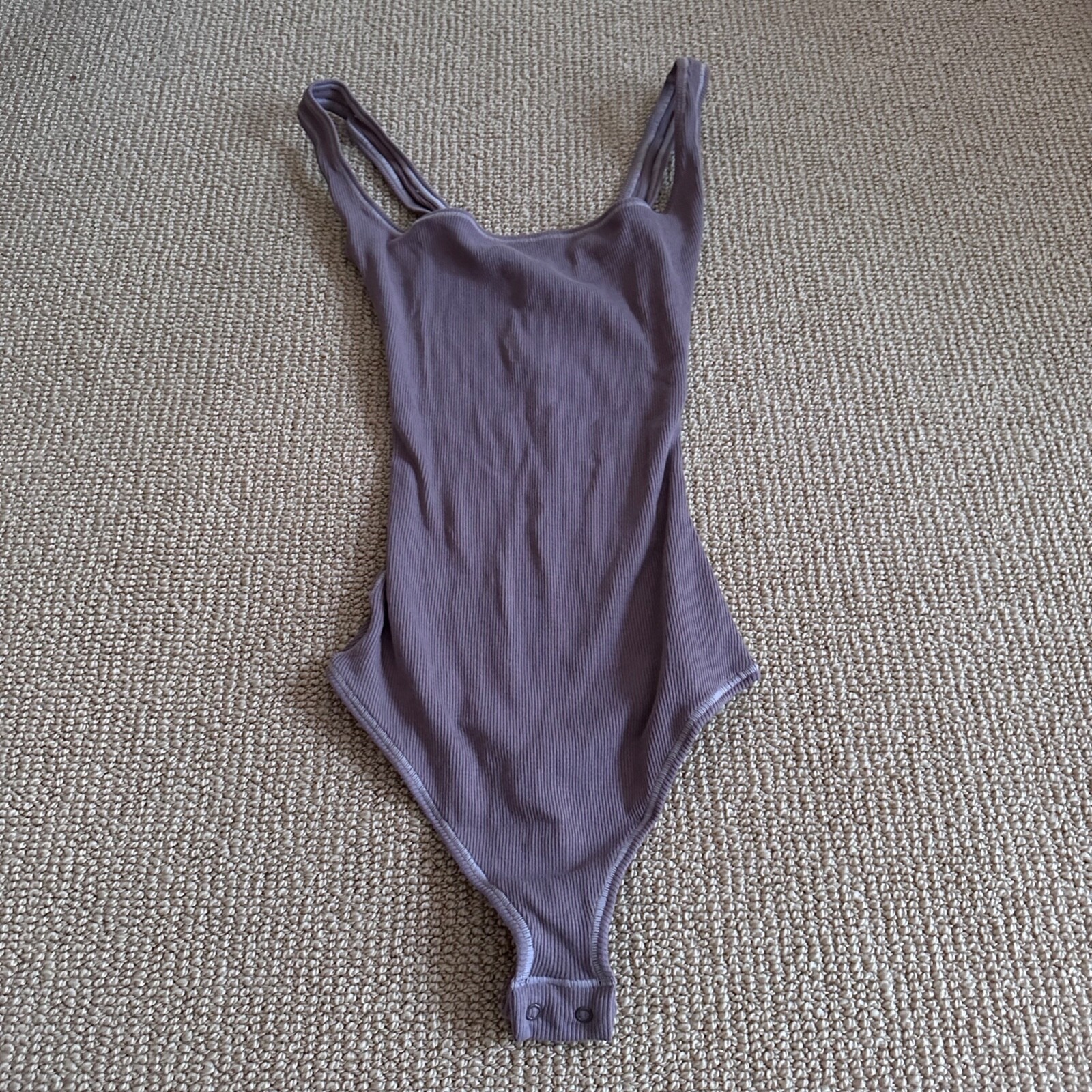 Skims Umber Cotton Rib Bodysuit, Size XXS NWT
