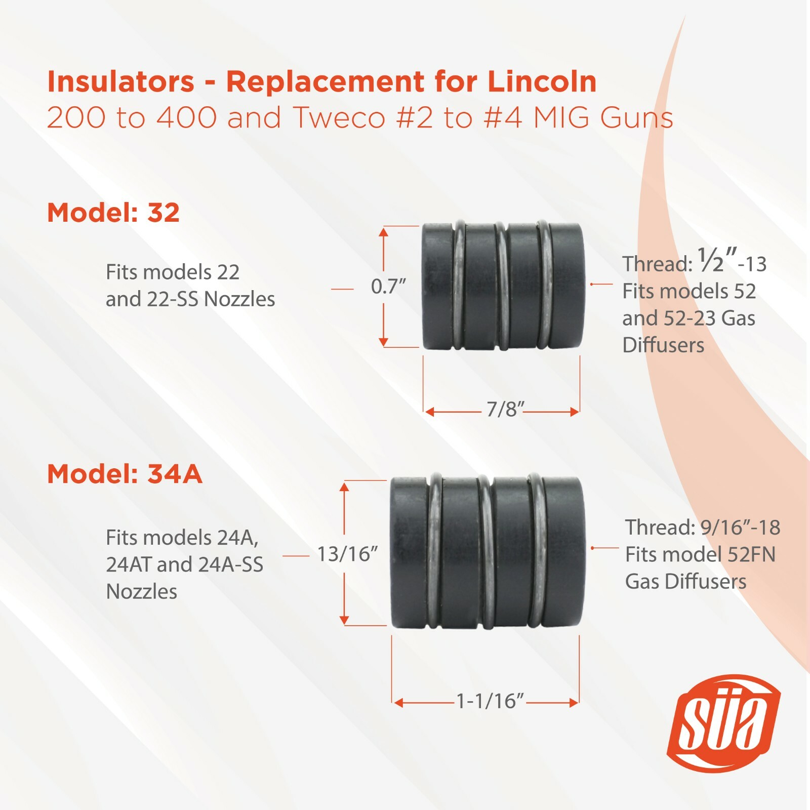 Insulator Replacement for LIN 200 to 400 and Tweco #2 to #4 Guns - Mod: 32 & 34A