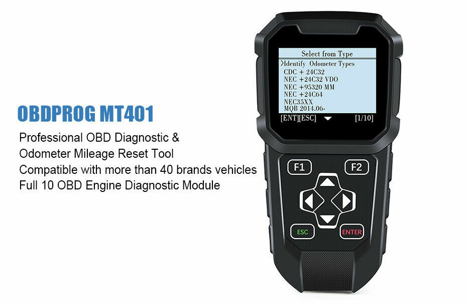 OBD2 Auto Mileage Odometer Correction Adjustment Diagnostic Tool OBDPROG MT401