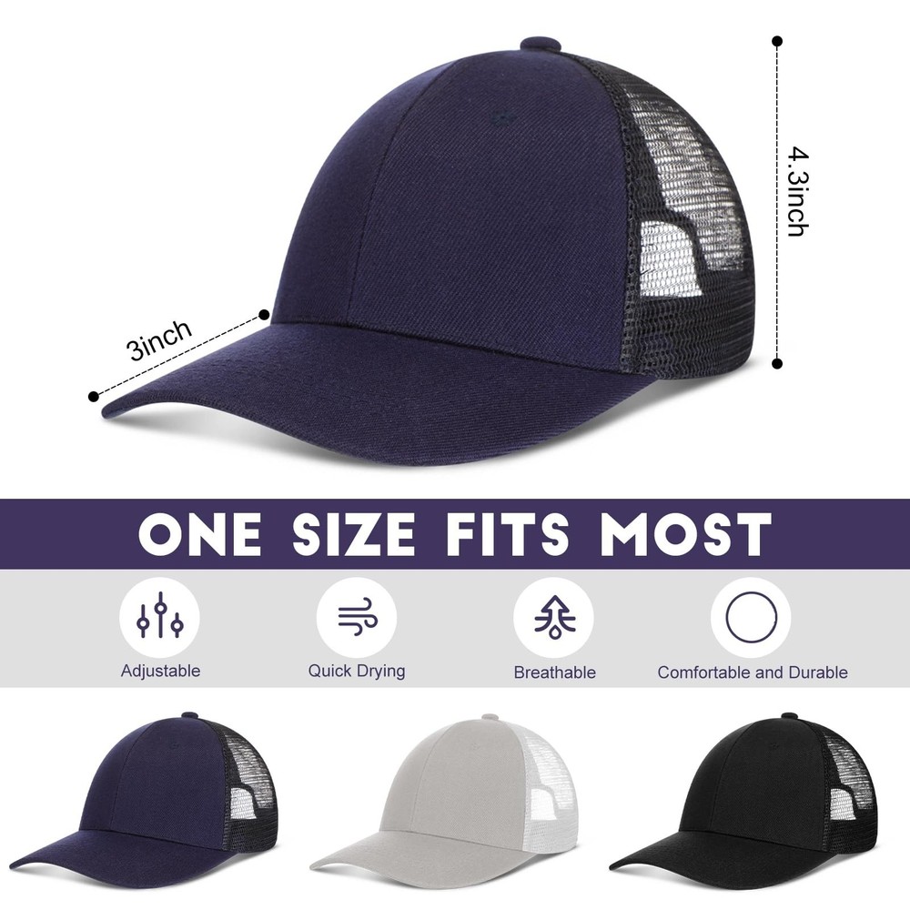 Jecery 15 Pack Unisex Mesh Trucker Hat Baseball Cap Bulk Adjustable Plain Bla...