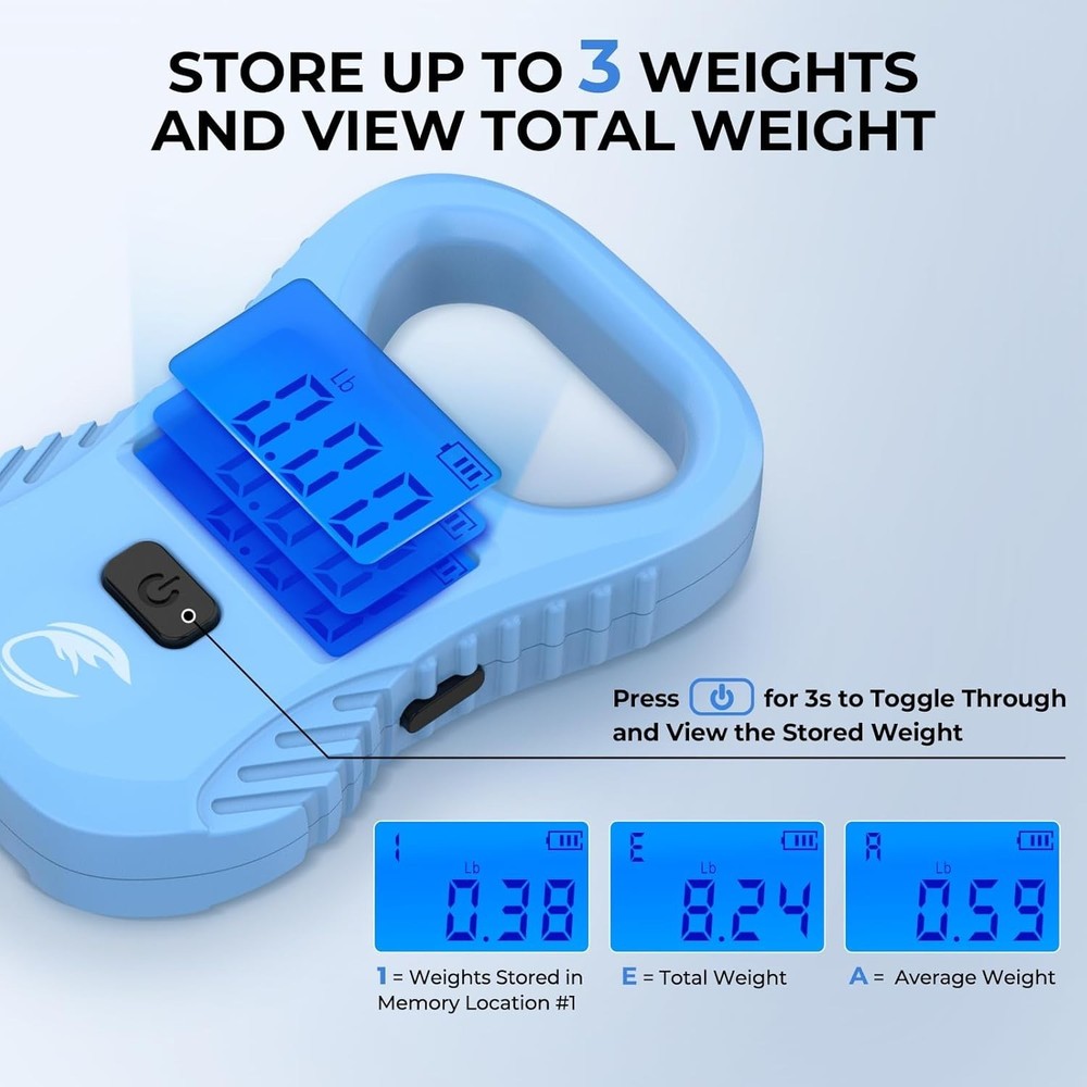 Durable Lightweight Fish Scale with Rechargeable USB & High Precision Readout