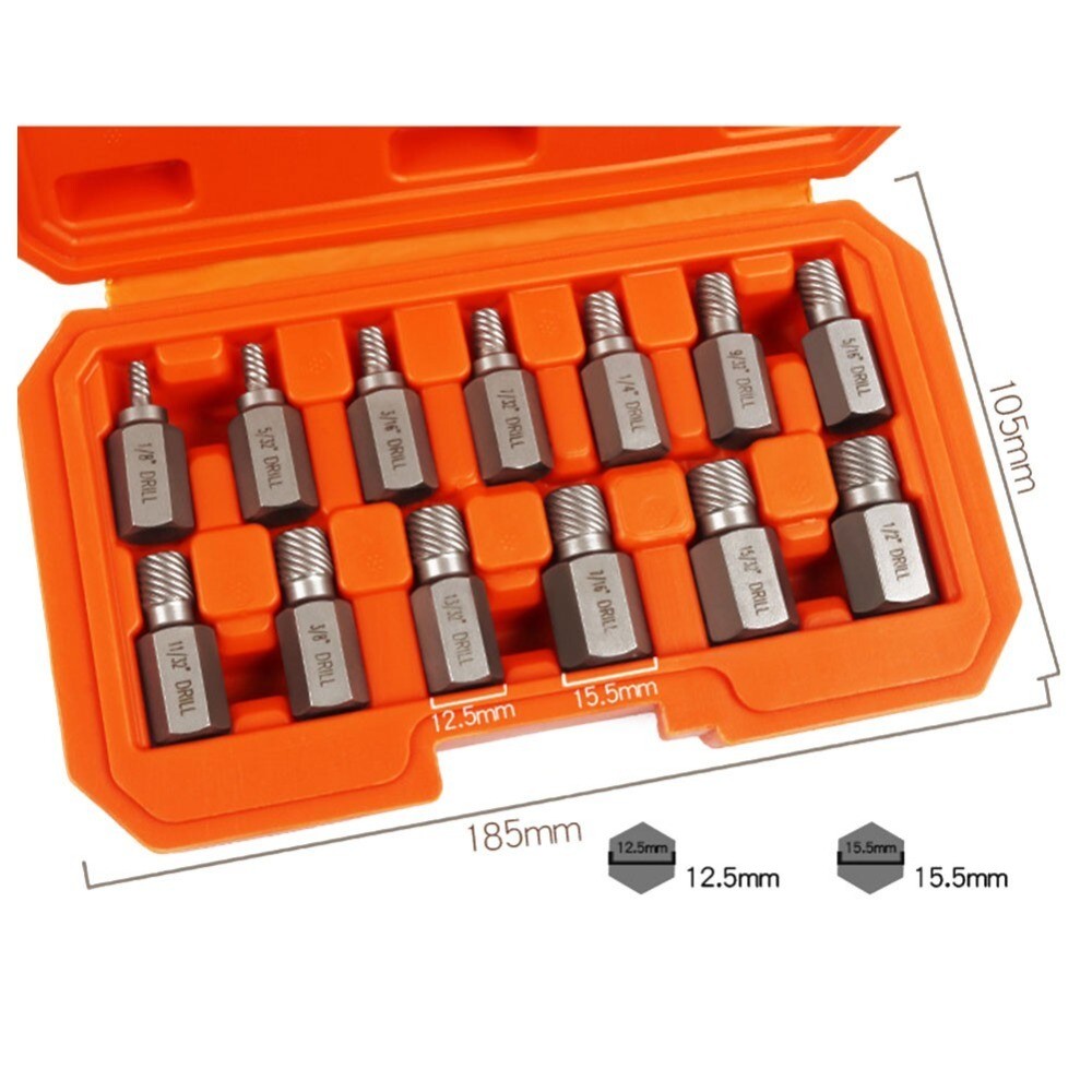 Screw Extractor Set Damaged Broken Bolt Screw Extractor Hex Head Extractor 23Pcs