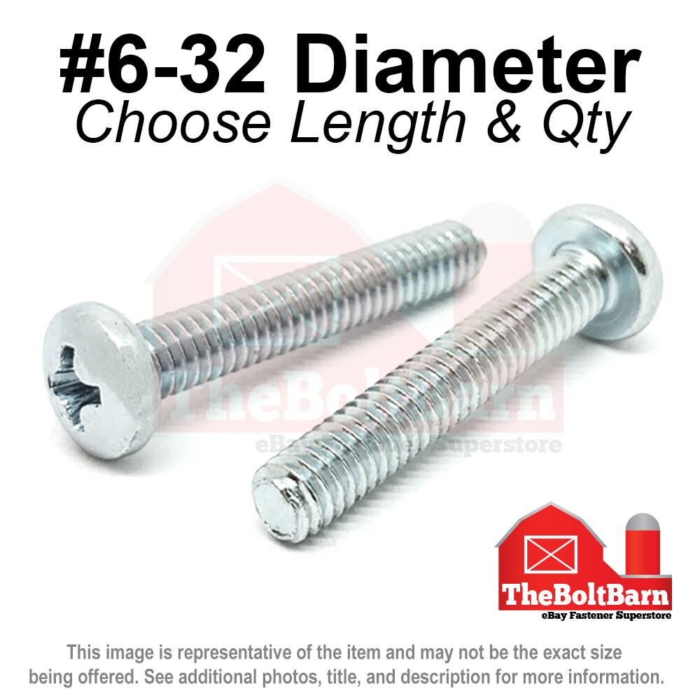#6-32 Phillips Pan Head Machine Screws Bolts Zinc Coarse (Pick Length & Qty)