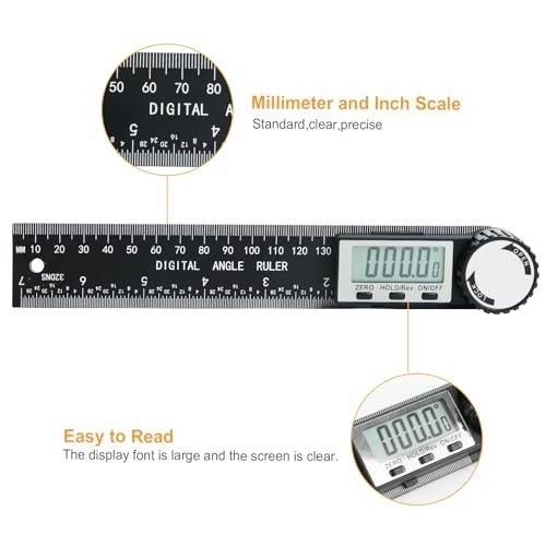 Third Generation Protractor Angle Finder, Digital Angle Ruler with 7Inch/200Mm,