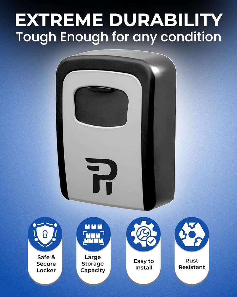 Spacious Key Lock Box with 4-Digit Code - Easy Install for Realtors and Homes