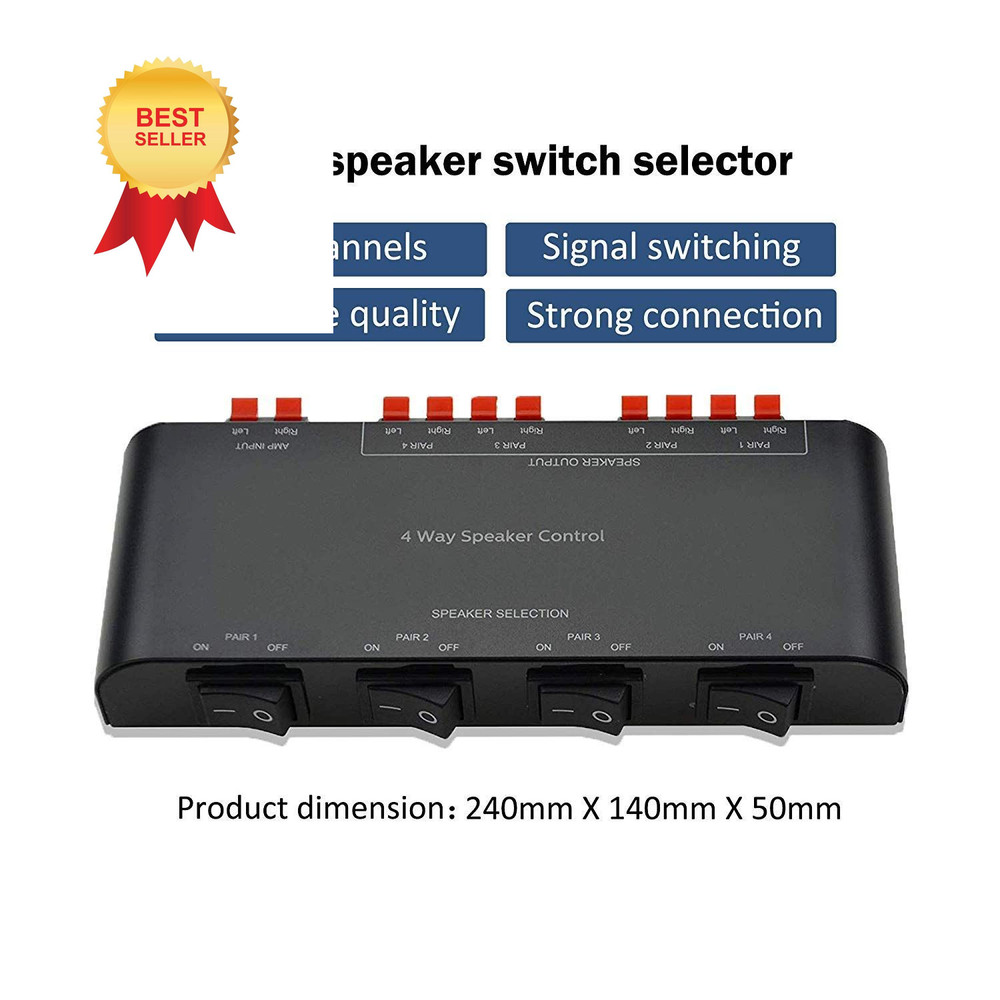 A ADWITS 4-Channel Speaker Switcher Selector Box with 4-ZONE SPEAKER SWITCH
