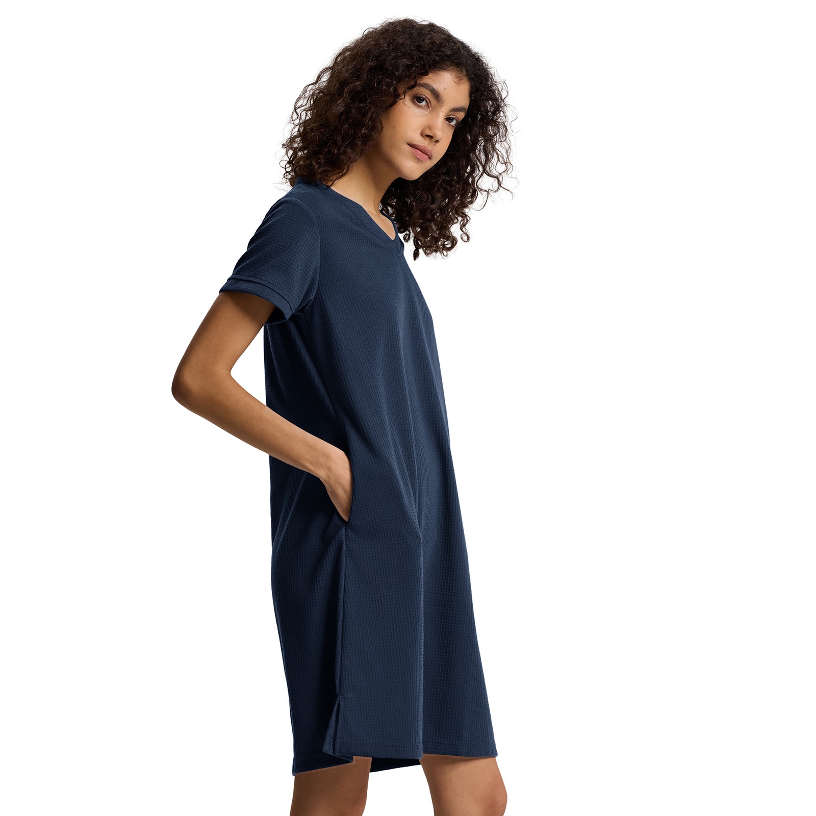 SIORO Women Short Sleeve Nightgowns Comfy Sleepshirt Sleepwear Waffle Loungewear