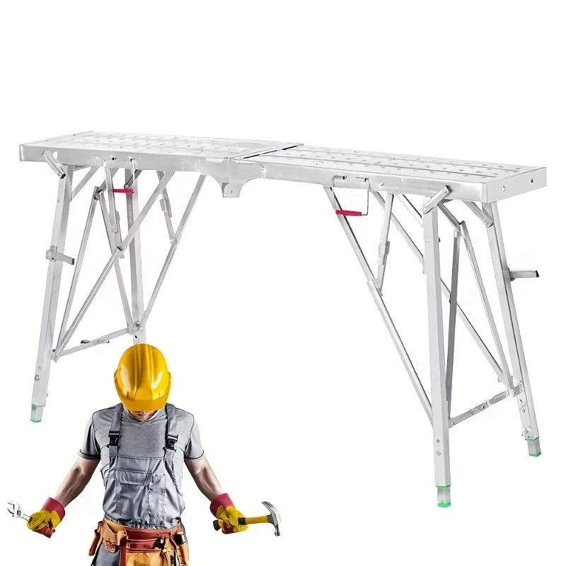 Work Platform Adjustable Height Portable Scaffolding Platform ladder 400 lb Load