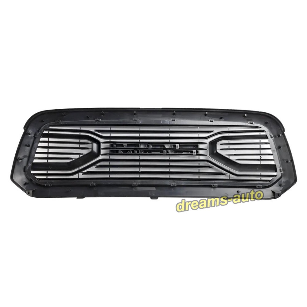 Big Horn Style Grille For 2013-2018 Dodge Ram 1500 Bumper W/Letters Matte Black