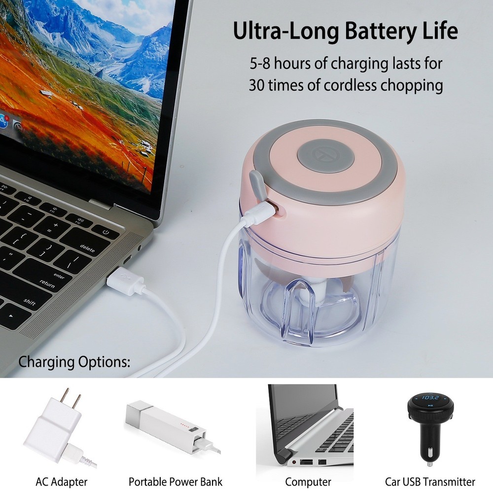 USB Rechargeable Mini Electric Garlic Chopper Food Processor