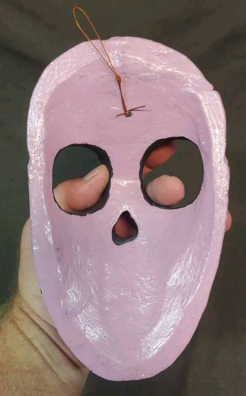 Hand Painted Carved Wall Hanging Sugar Skull Mask Day Of The Dead