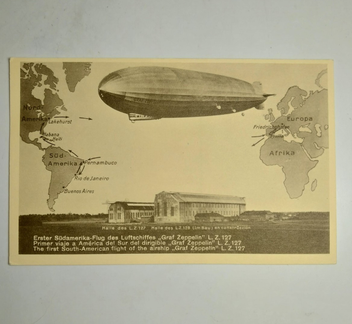 2 GRAF ZEPPELIN LZ 127 129 Postcards Germany 1st South American Flight Lakehurst