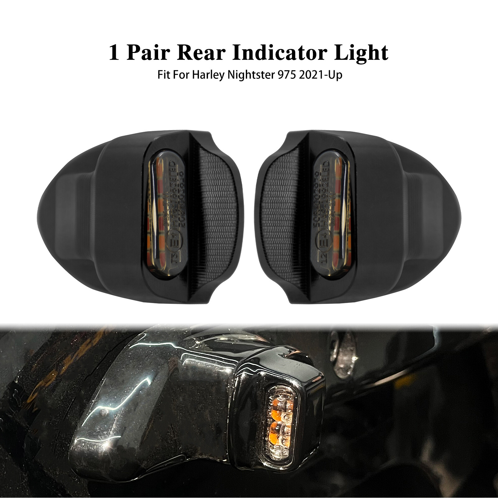 Black Rear Turn Signal Brake LED Light Fit For Harley Nightster RH975 2022-2023