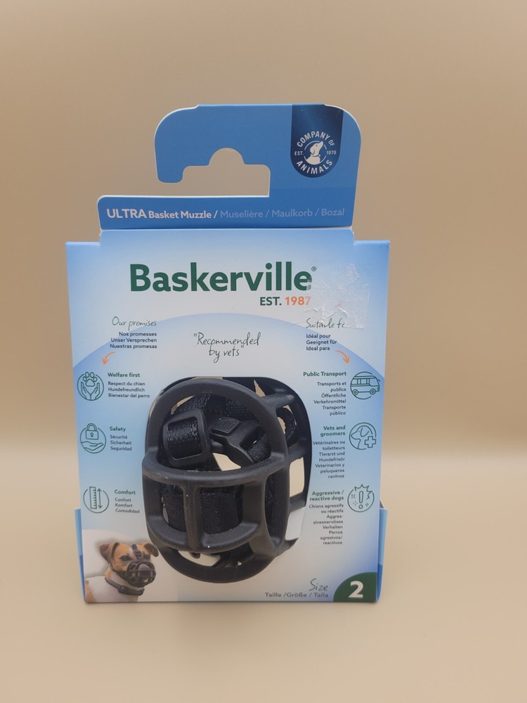 Baskerville Ultra Muzzle for Dogs - Size 2 - Adjustable & Comfortable - New