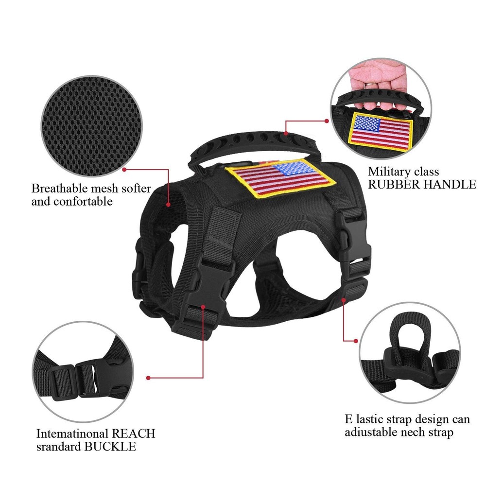 Tactical Dog Working Vest Training Harness No-Pull Adjustable Outdo... Fast Ship