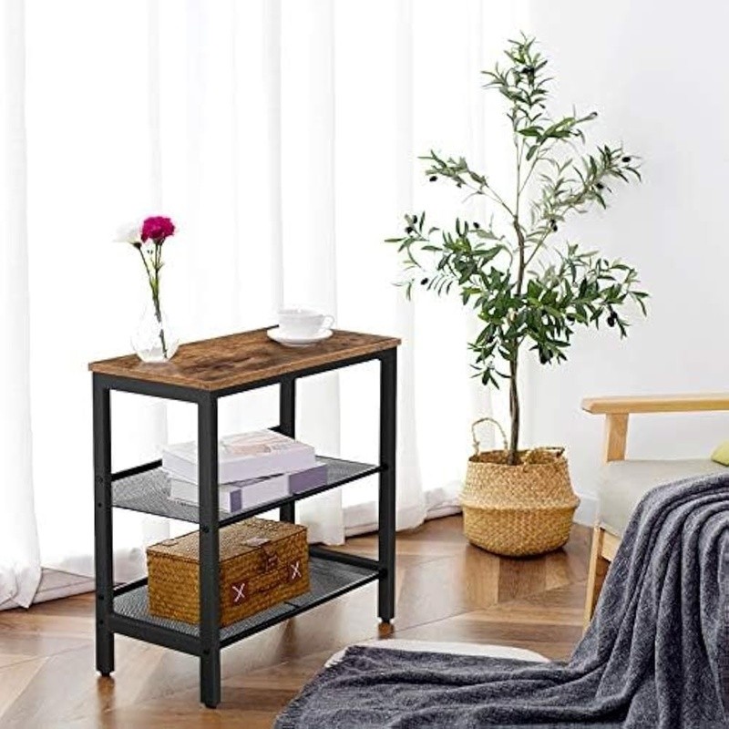 Stylish End Table Adjustable Mesh Shelf Multifunctional Side Table Small Spaces