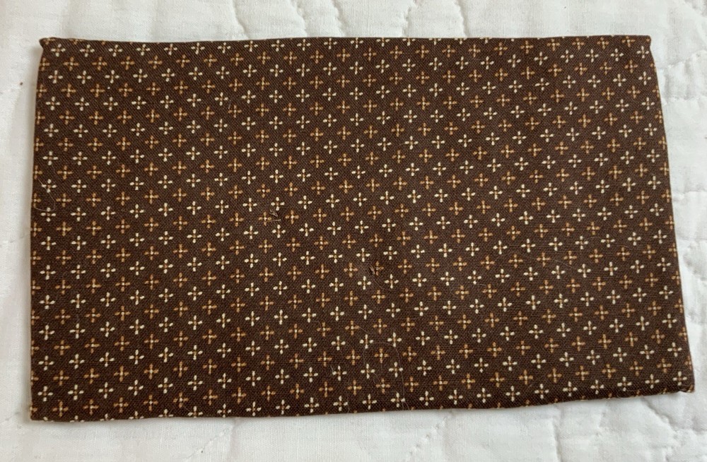 Antique Patchwork Quilt Table Topper, Rectangle Early Calicos, Brown