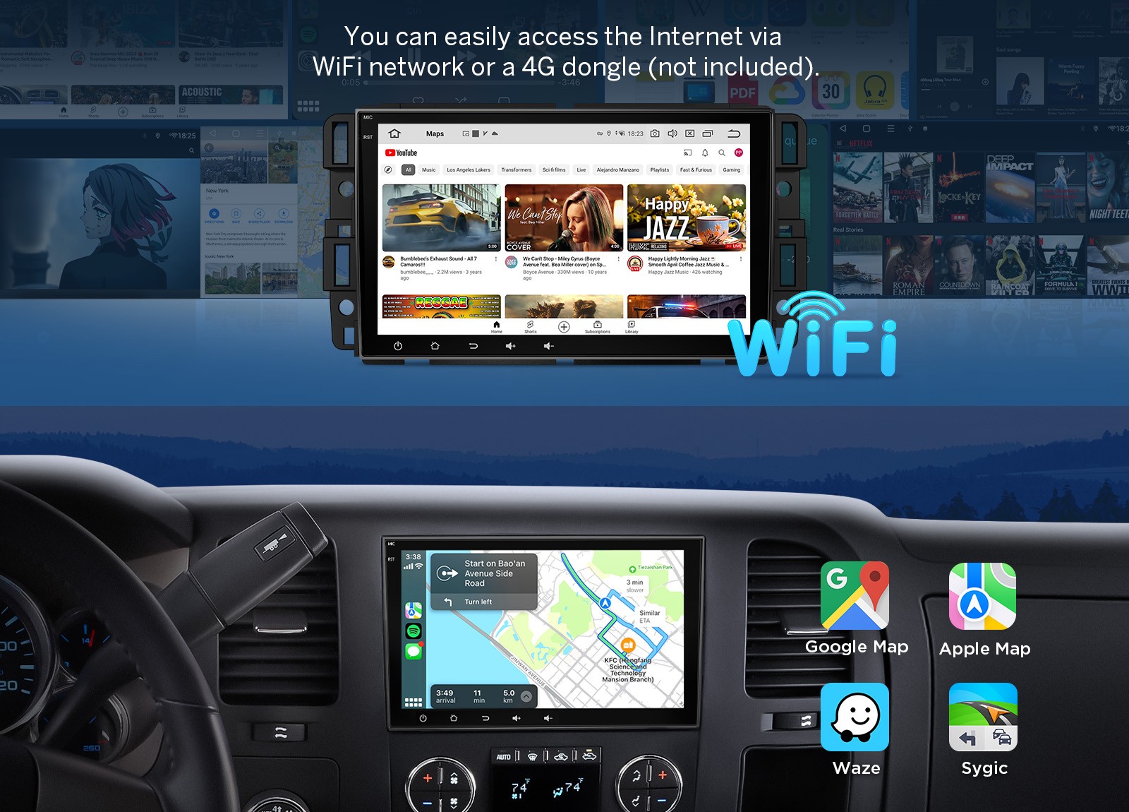 GMX7 8"Android for Chevy Silverado Sierra 2007-13 Car Radio Stereo Apple CarPlay