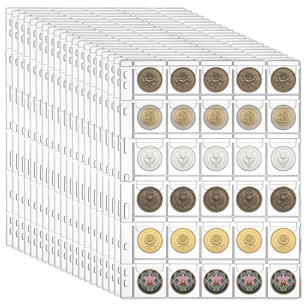 600 Pockets Coin Pages for Collectors, Standard 9-Hole Coin Collection Pages ...