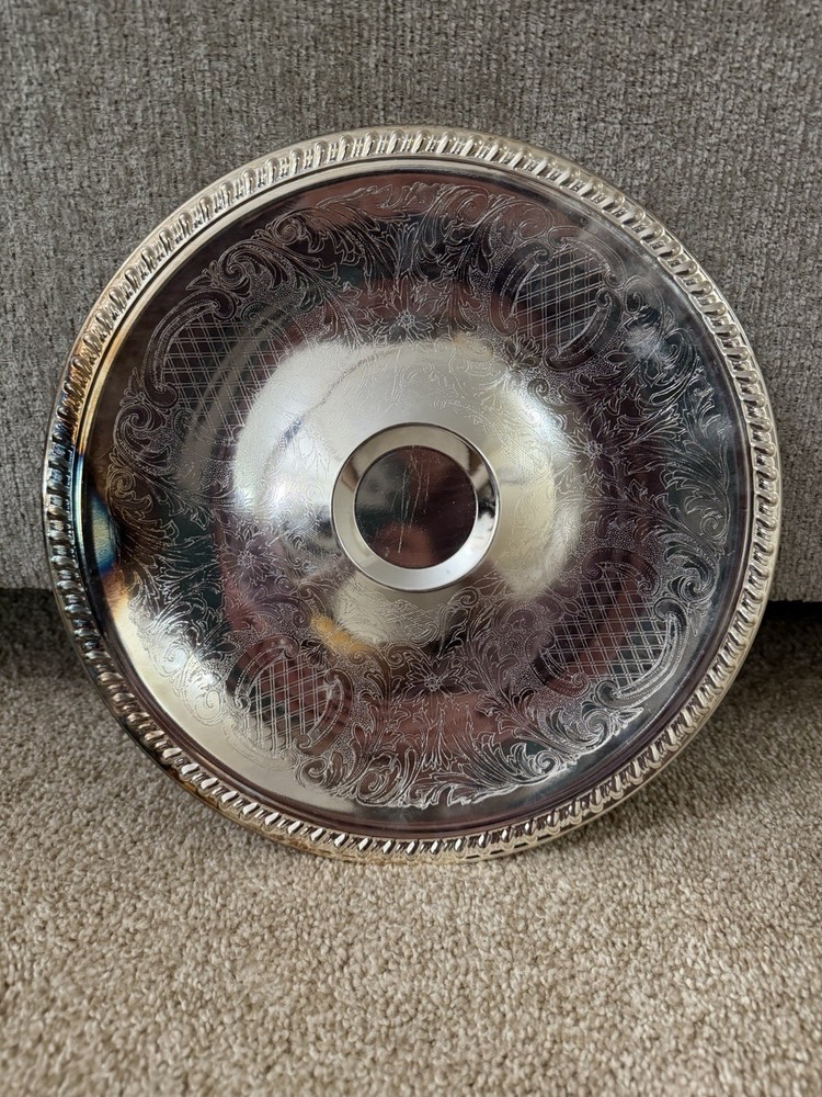 Silver Plated Decorative Platter and Cup Set Made in Italy