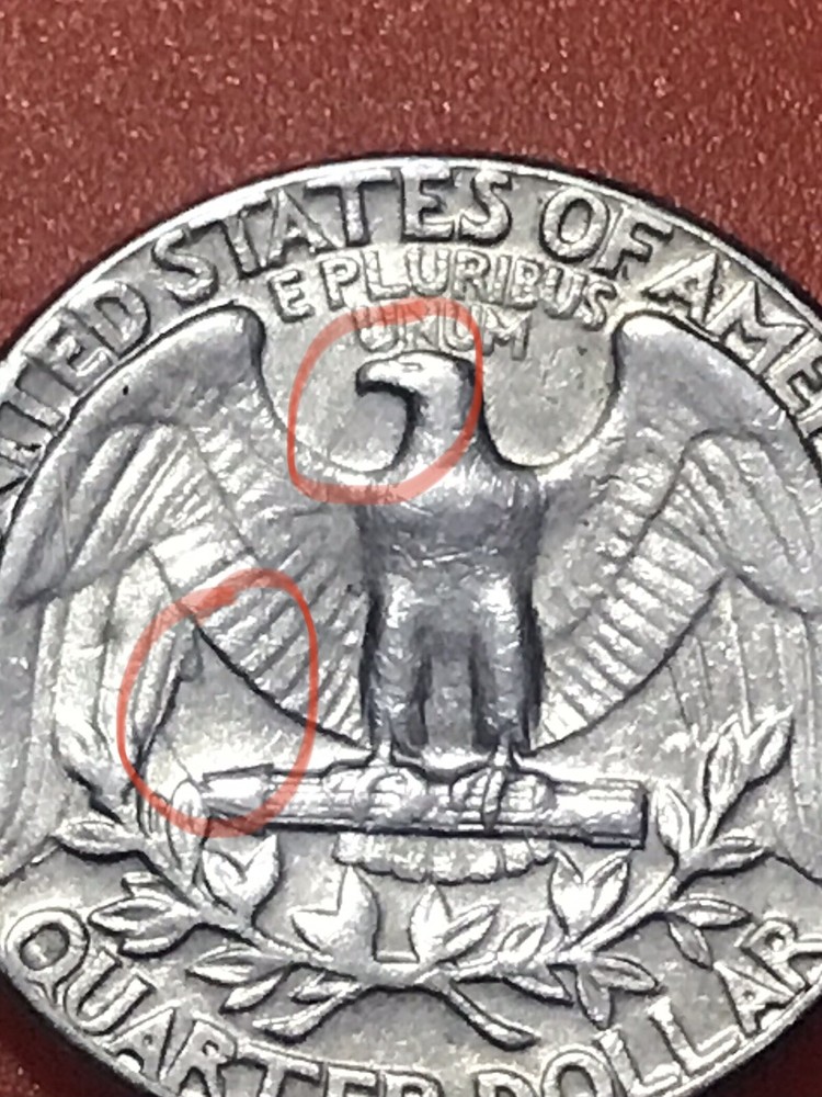 1974 D WASHINGTON QUARTER WITH MULTIPLE ERRORS