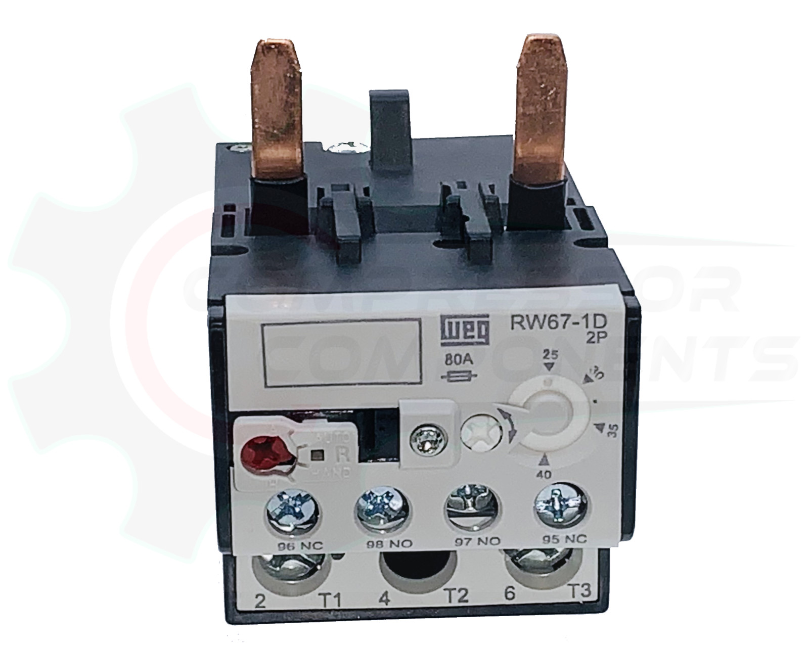 WEG RW67-1D2-U040 / 25-40 AMP 2 POLE ADJUSTABLE OVERLOAD RELAY FOR CWM CONTACTOR