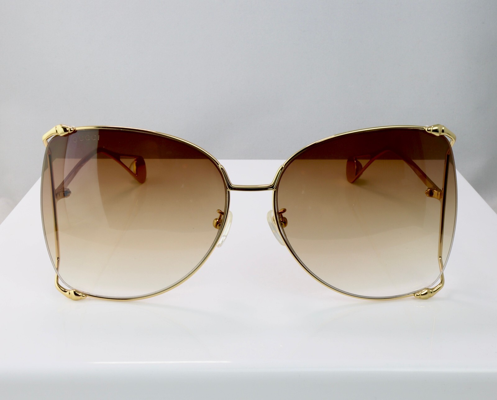 Gucci GG0252S 003 63mm Square Oversized Sunglasses Gold with Brown Lens