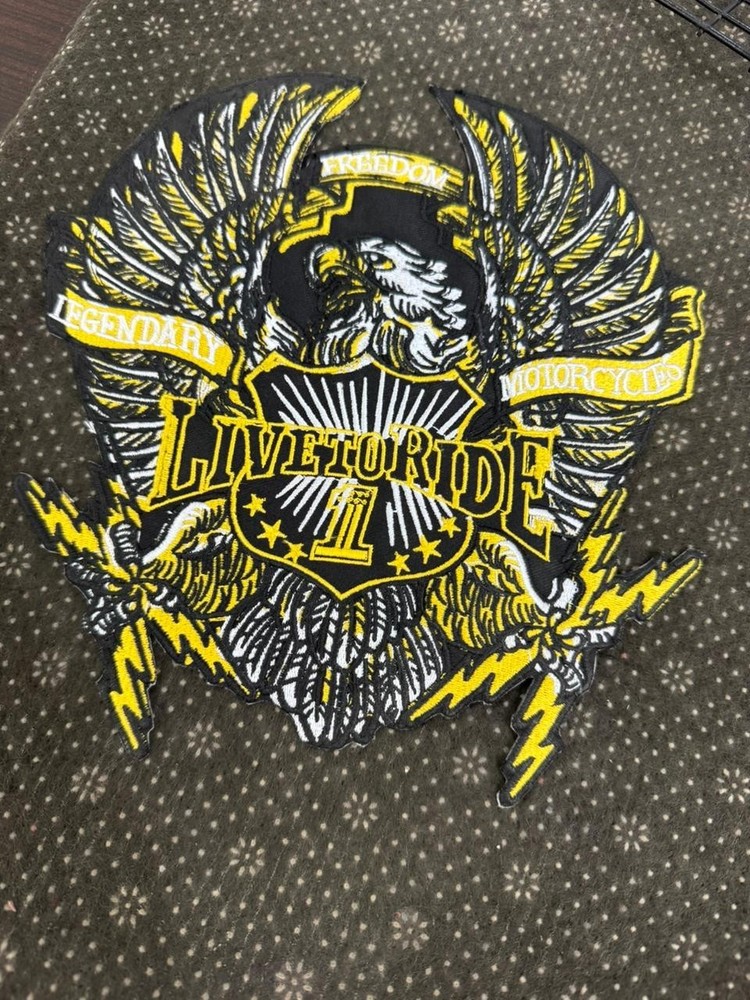 Live to Ride Eagle Embroidered Patch Large Biker Back Patch Iron-On Motorcycle