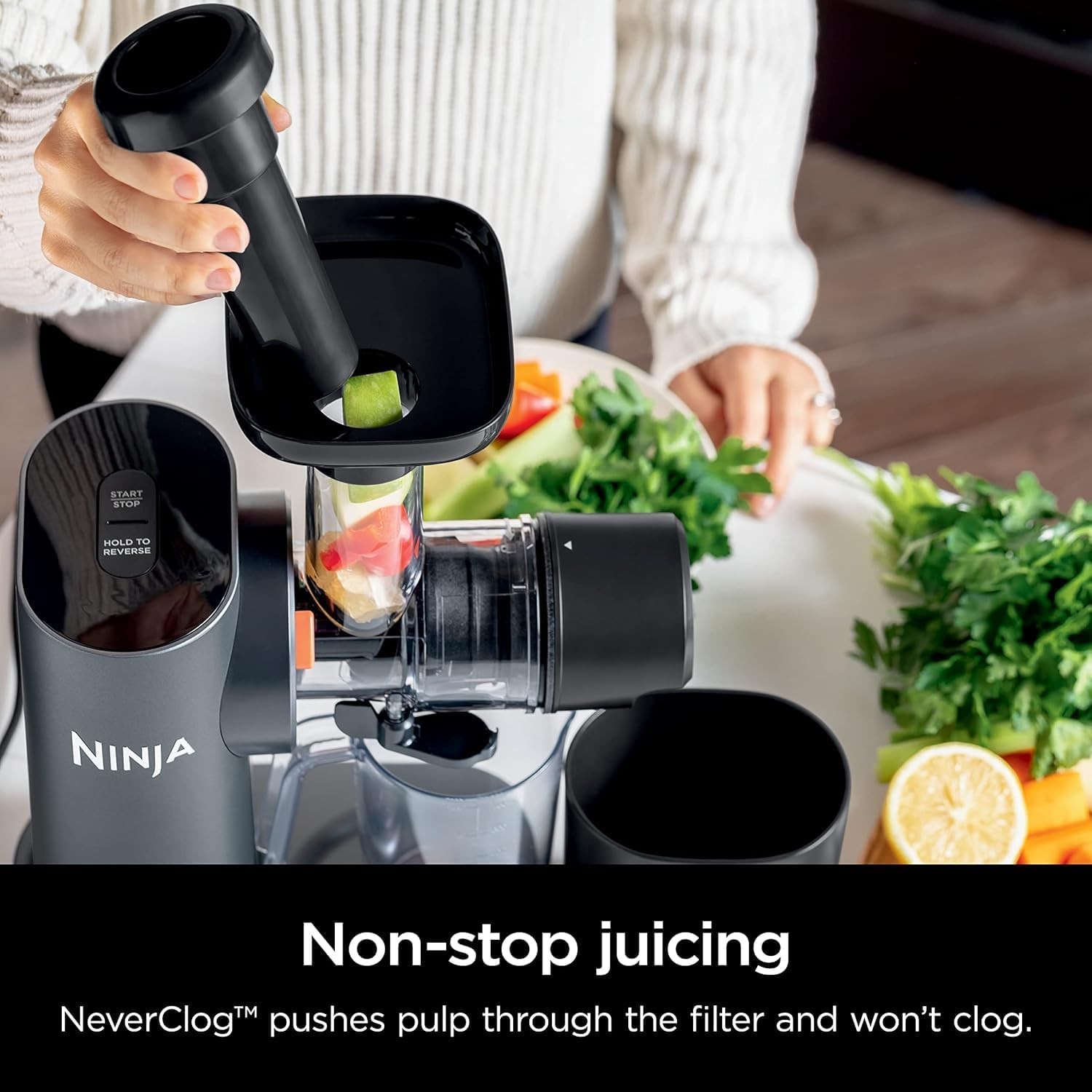 Ninja NeverClog Cold Press Juicer Powerful Slow Juicer W/ Total Pulp Control