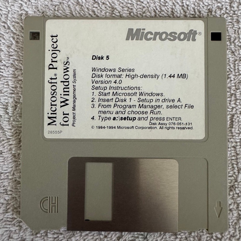 Microsoft Project for Windows 3.1 3.5” Floppy Disk Set Disks 1-6 Untested