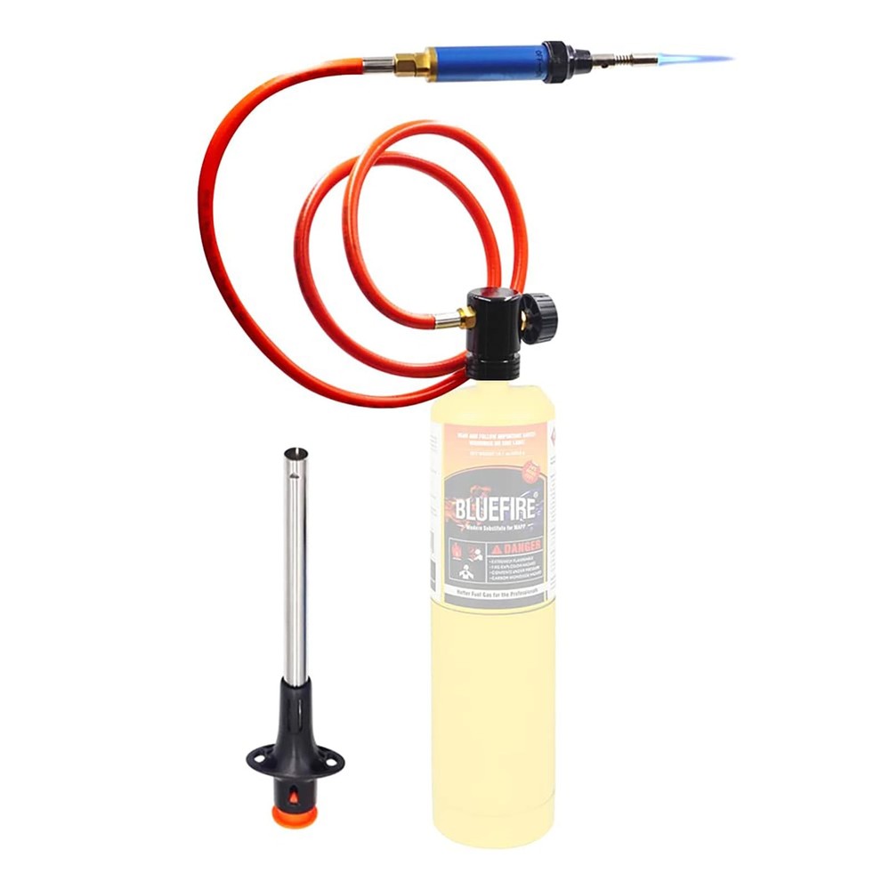 BLUEFIRE Propane/MAP Gas Soldering Torch Head Multi-Function Kit with 3' Blue