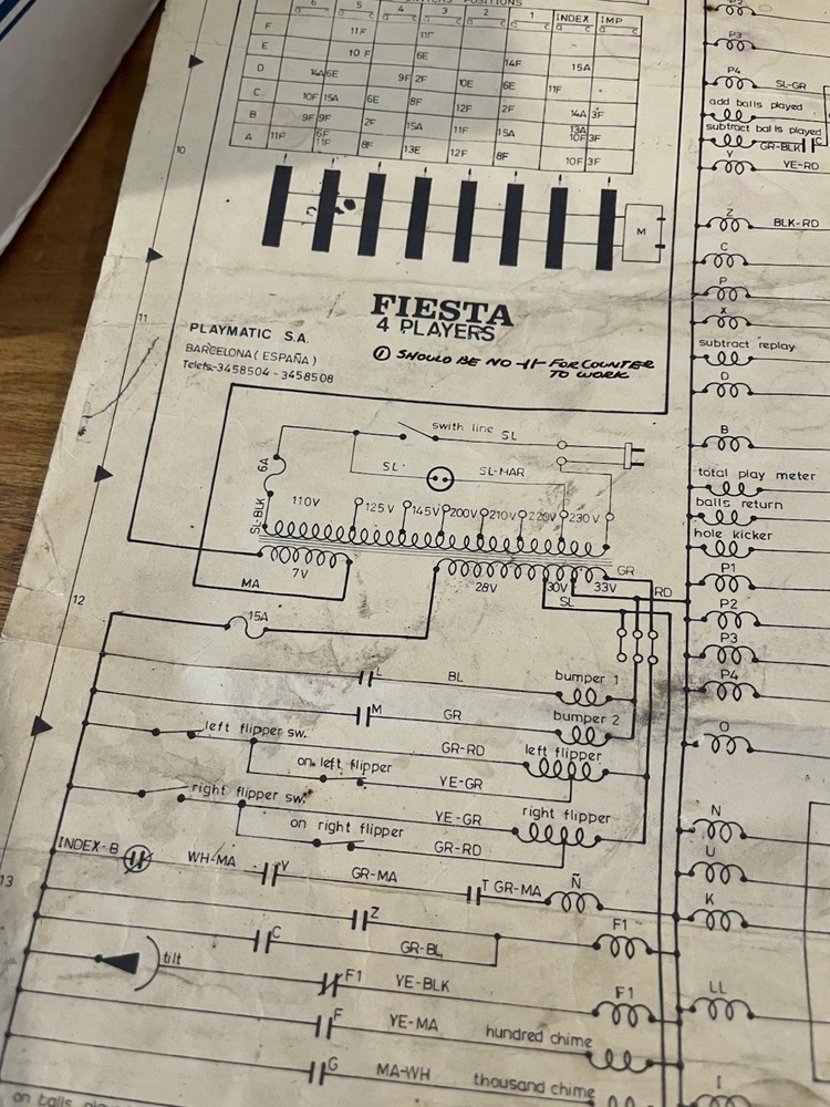 Fiesta Pinball Schematic