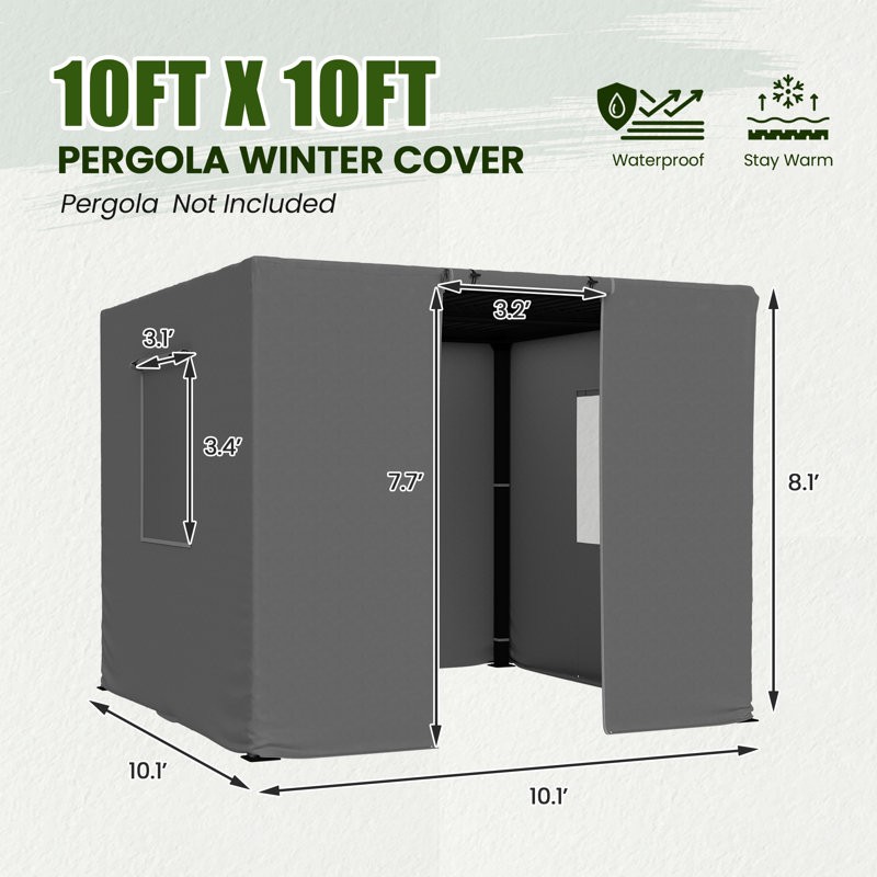 Pergola Winter Cover,Outdoor Pergola Cover With Sidewalls And Mesh Windows