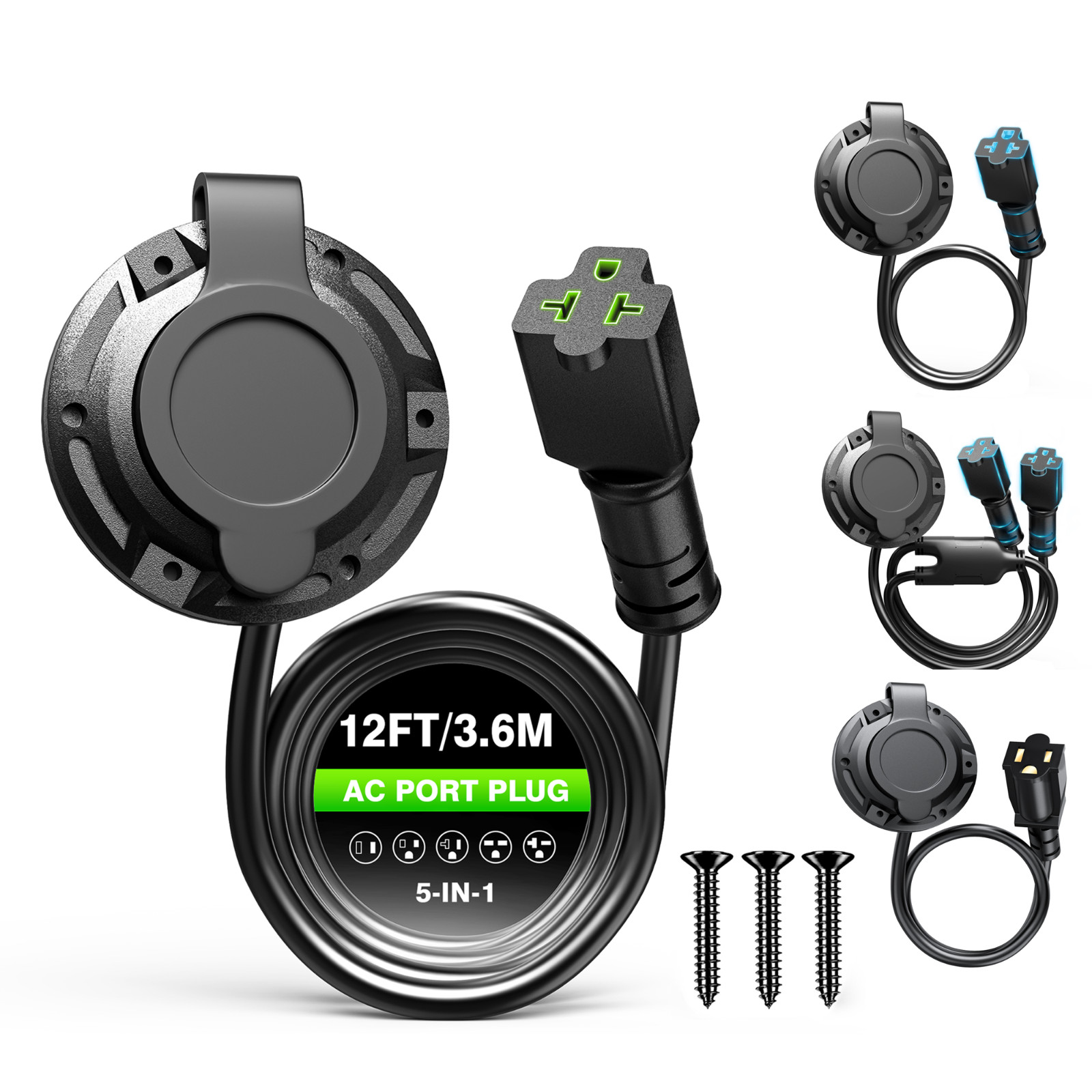 20A 125V AC Port Plug 12AWG Heavy-duty Rv Shore Power Inlet Weatherproof