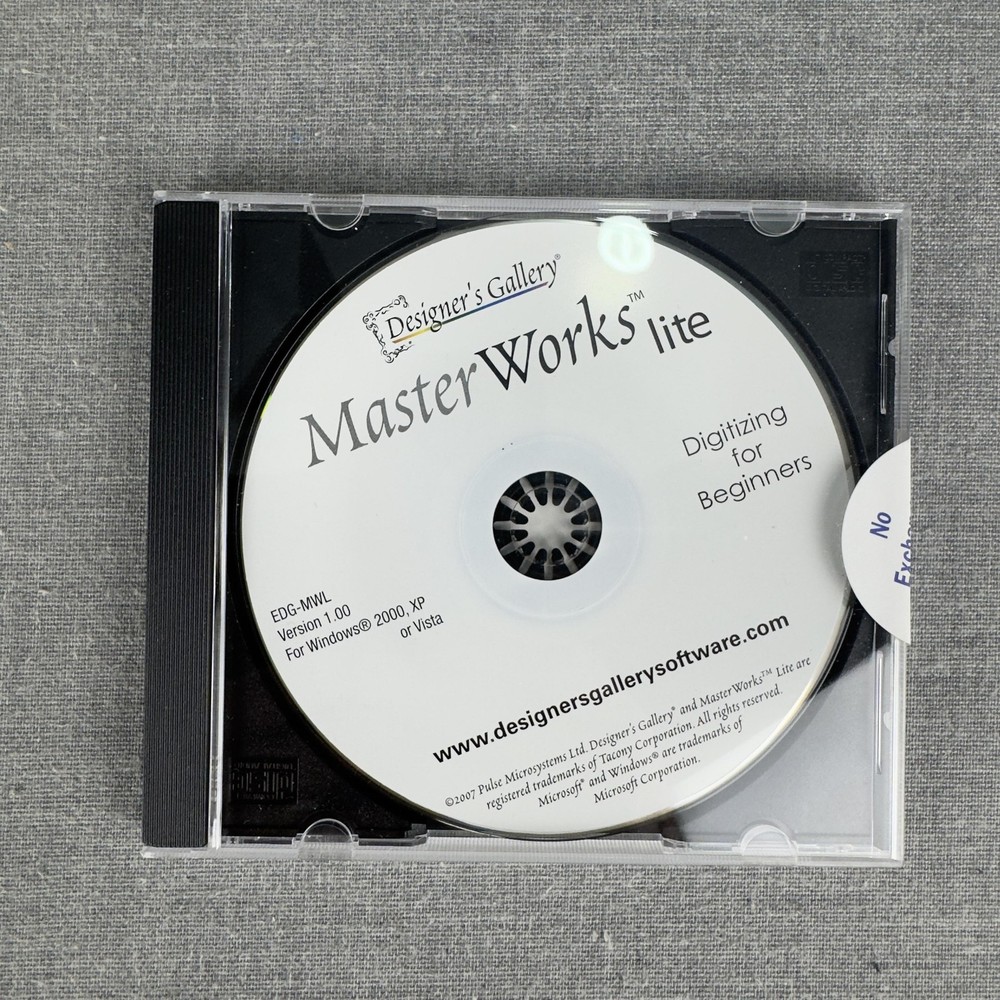 Designer's Gallery MasterWorks lite Embroidery Digitizing Software Windows CD