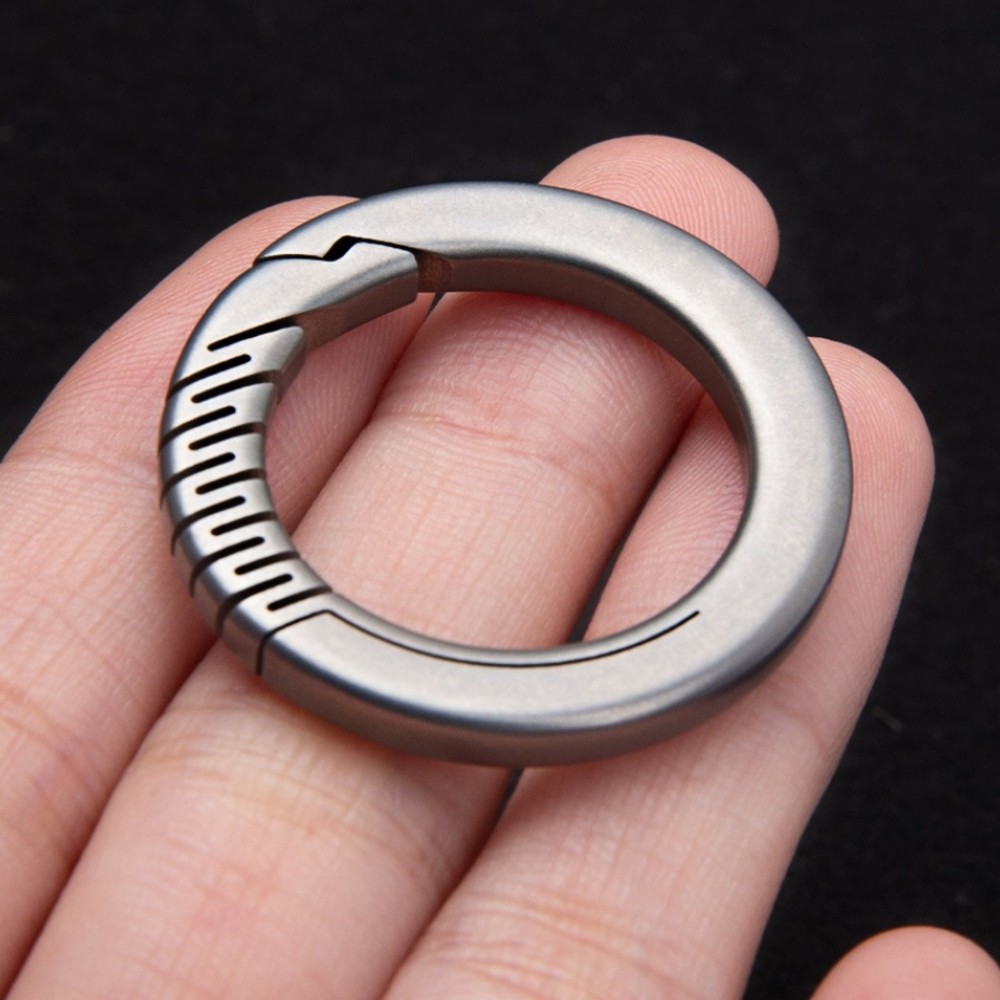 Titanium Alloy Spring Key Ring Clip with Leather Strap Portable Removable