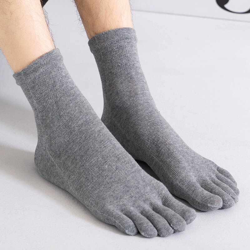 5Pack Men Crew Ankle Athletic Socks 100% Cotton Five Finger toe Sport Black 7-11