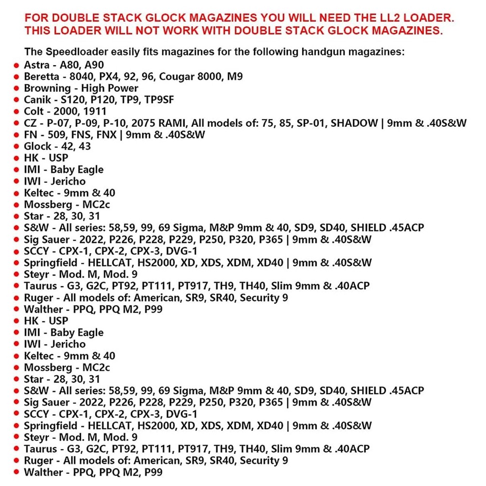 2 Pack Portable Mag Loader for Most Double Stack 9mm & .40 S&W (Polymer)
