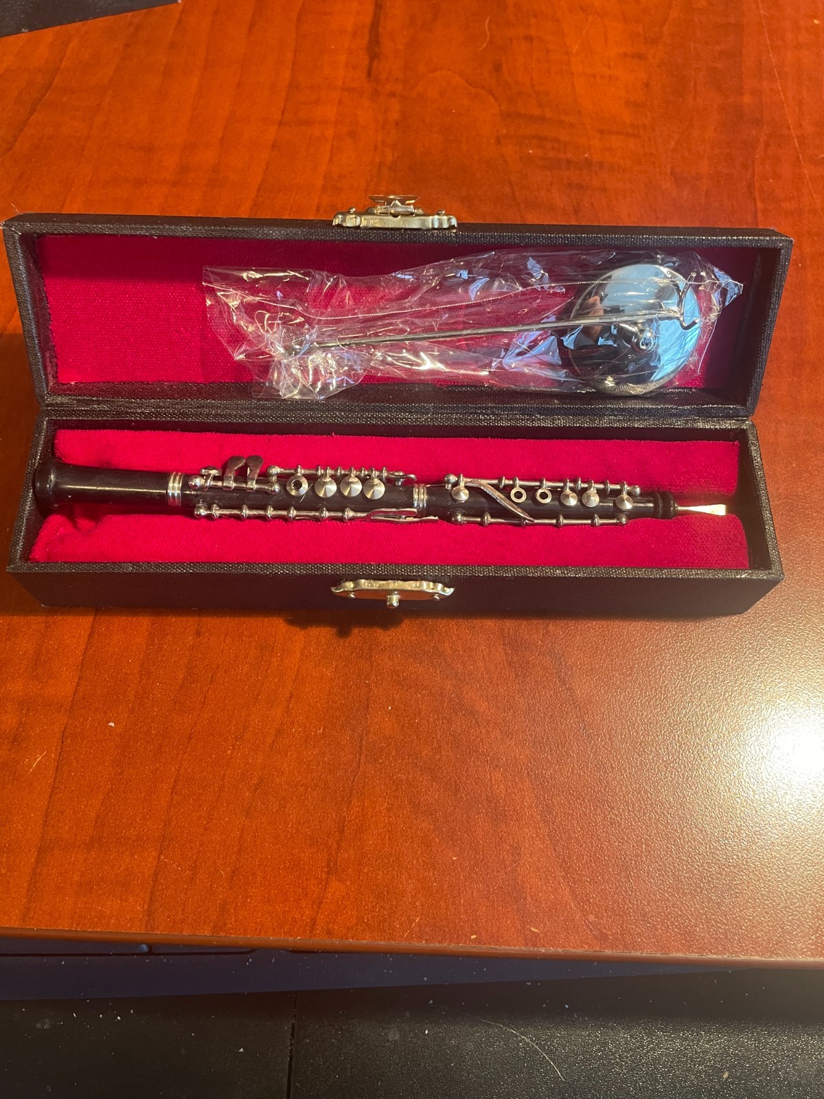 Oboe Blackwood Handmade Miniature Music Instrument 6.25" w/ case & display stand