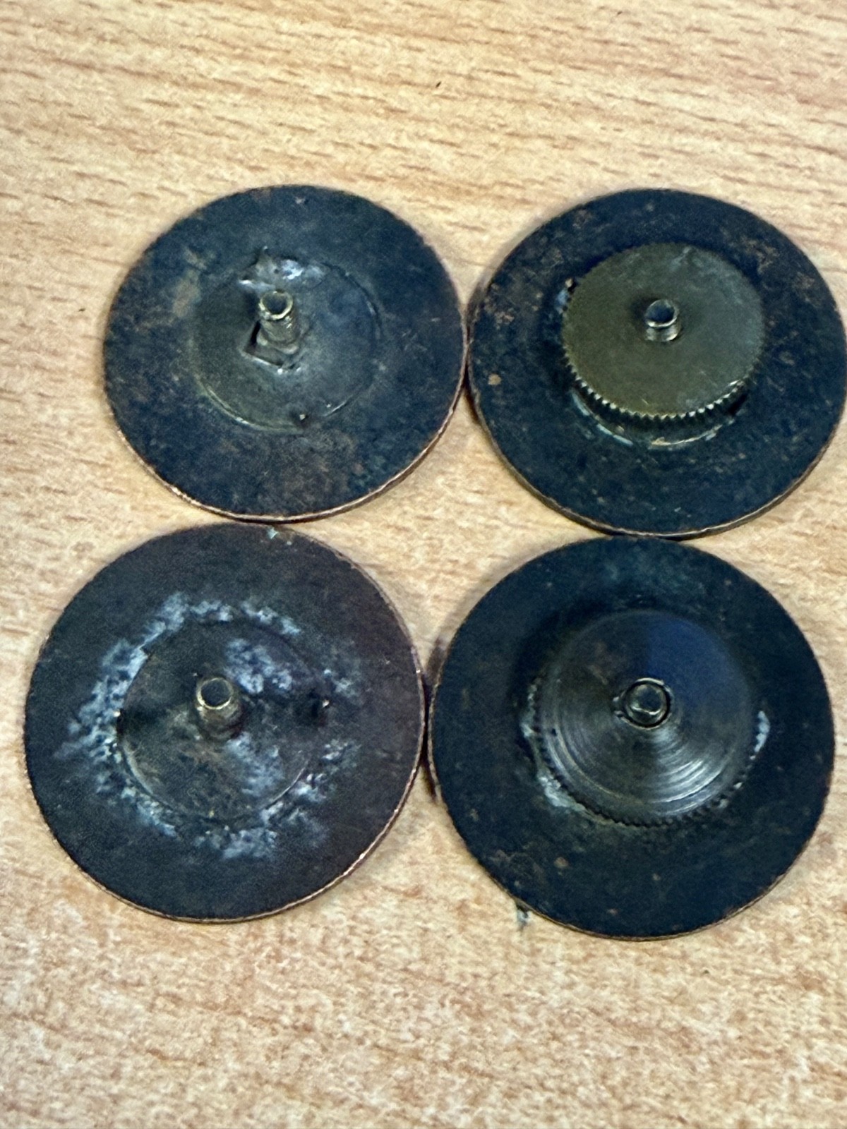 WWI AEF 19th Infantry Subdued & Bronze NCO Collar Discs. A Four (4) Piece Set.