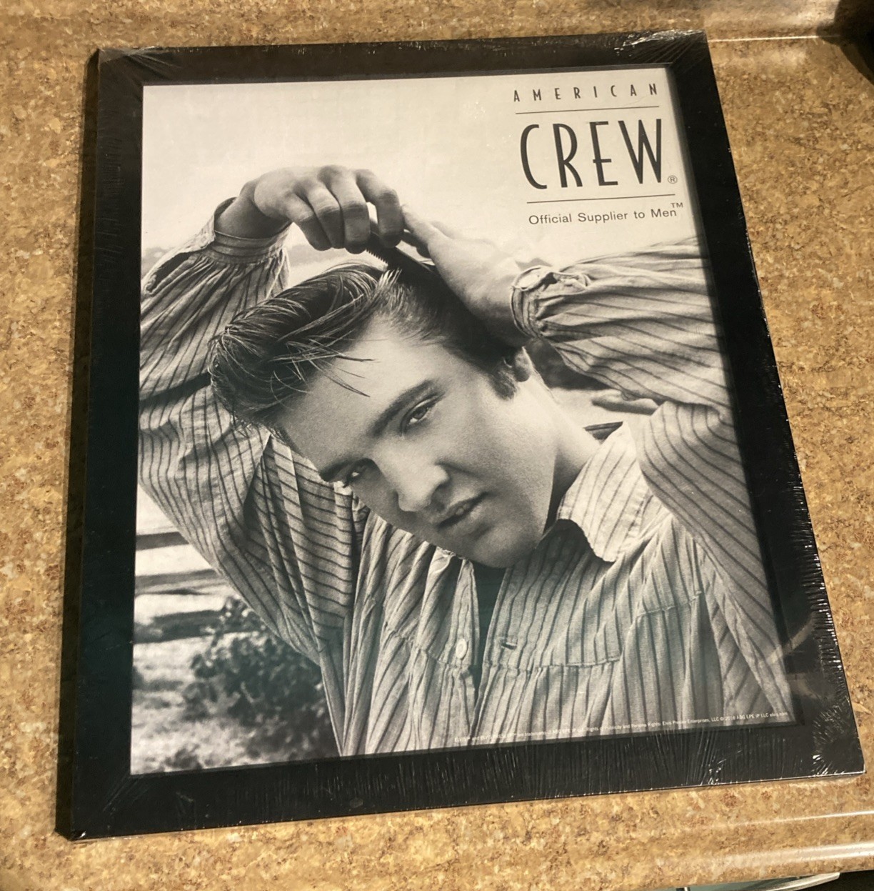 2 American Crew Elvis Presley Advertisements Framed