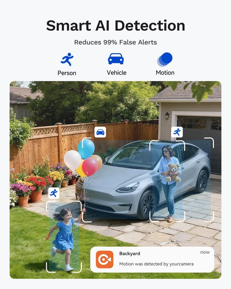 5MP Security Camera System Wireless Outdoor, No Subscription, Solar-Powered, ...