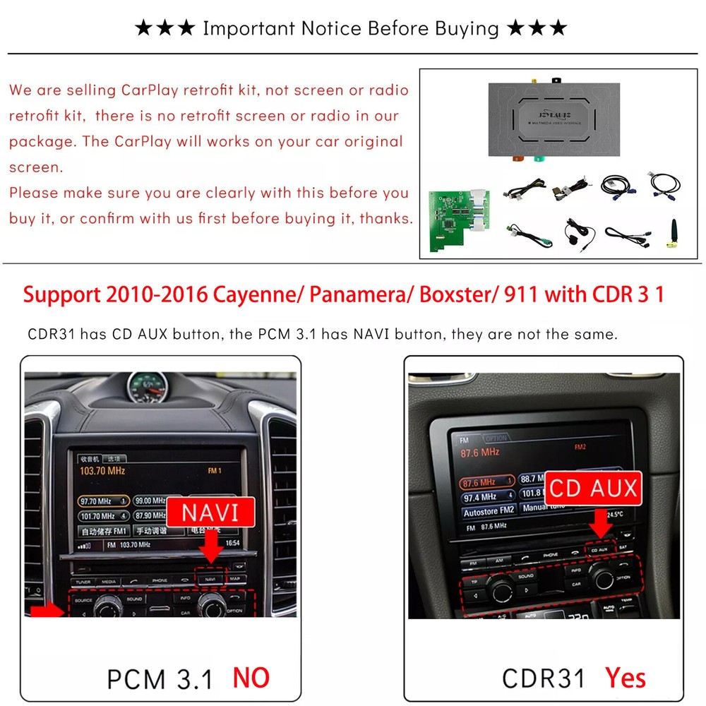 Porsche CDR 2010-2016 Wireless Apple CarPlay Android Auto Interface