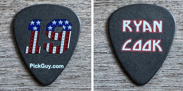ACE FREHLEY BAND = Black **19** "Ryan Cook" Signature Tour guitar pick