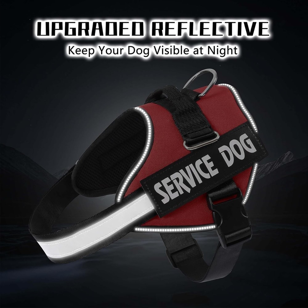 Service Dog Harness, No Pull Reflective Adjustable Vest with Handle, Soft Bre...