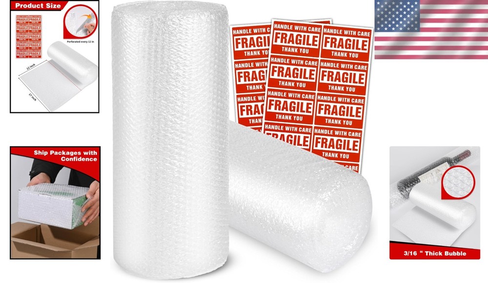 Shipping Bubble Cushioning Rolls - 3/16", 2-Pack