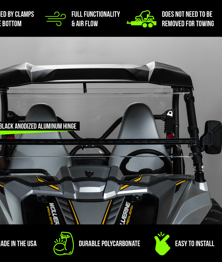 TERRARIDER YAMAHA WOLVERINE TILTING UTV WINDSHIELD - STD. 3/16"