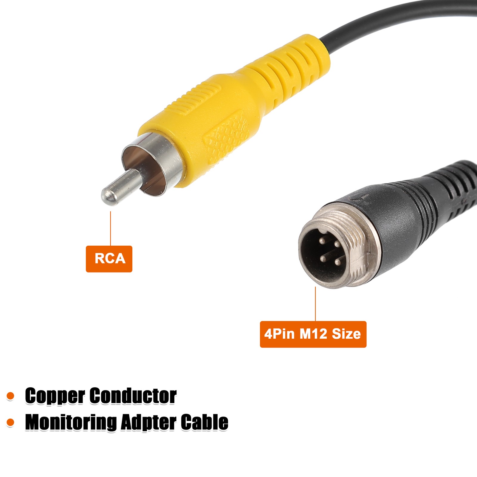 ONE Car Camera 4 Pin to RCA Adapter M12 w/ Trigger Wire Connector Universal