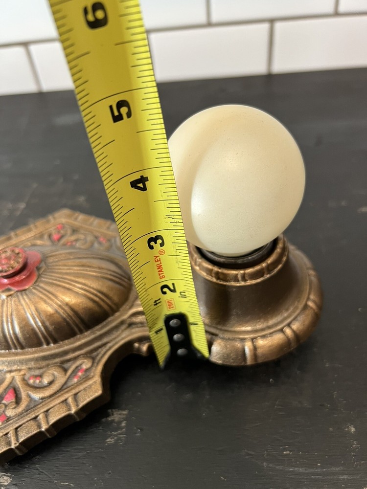 Single Antique Double Socket Polychrome Flush Mount Nice Rewired 10G